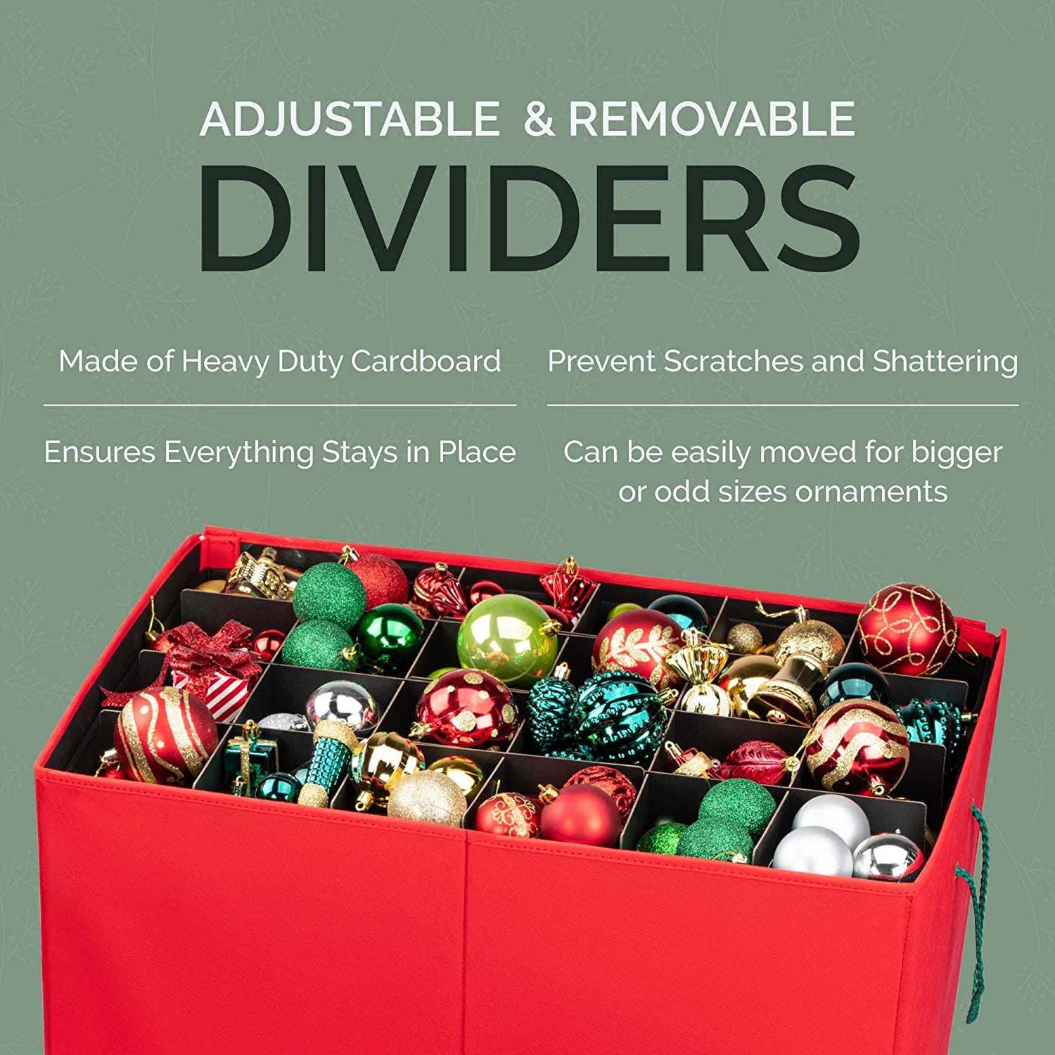 HOLDN’ STORAGE Christmas Ornament Storage Container Box with Dividers