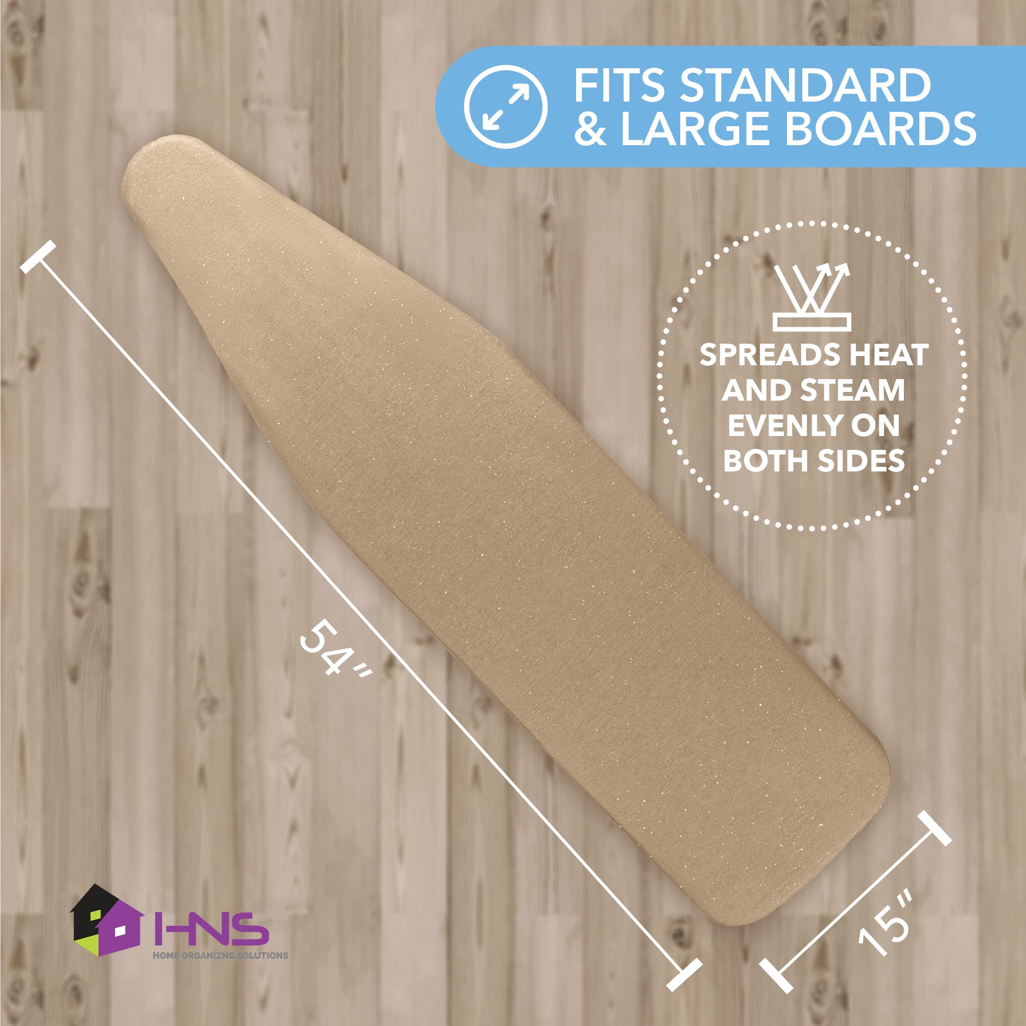 Hold N' Storage Ironing Board Cover and Pad - 15" x 54" - Iron Board Cover Large Fits All Standard Sizes - Heat Reflective Iron Pad for Table Top
