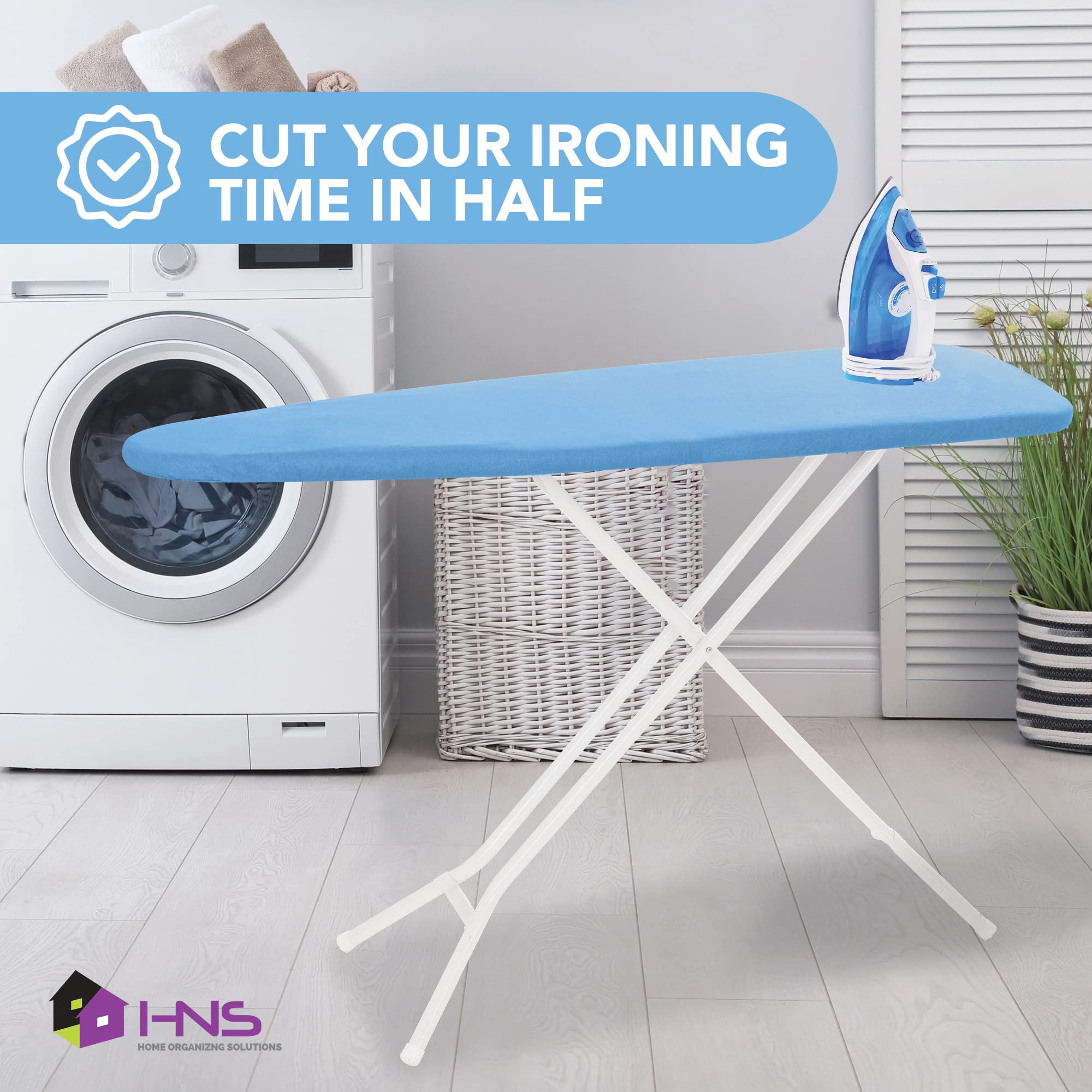 Hold N' Storage Ironing Board Cover and Pad - 15" x 54" - Iron Board Cover Large Fits All Standard Sizes - Heat Reflective Iron Pad for Table Top
