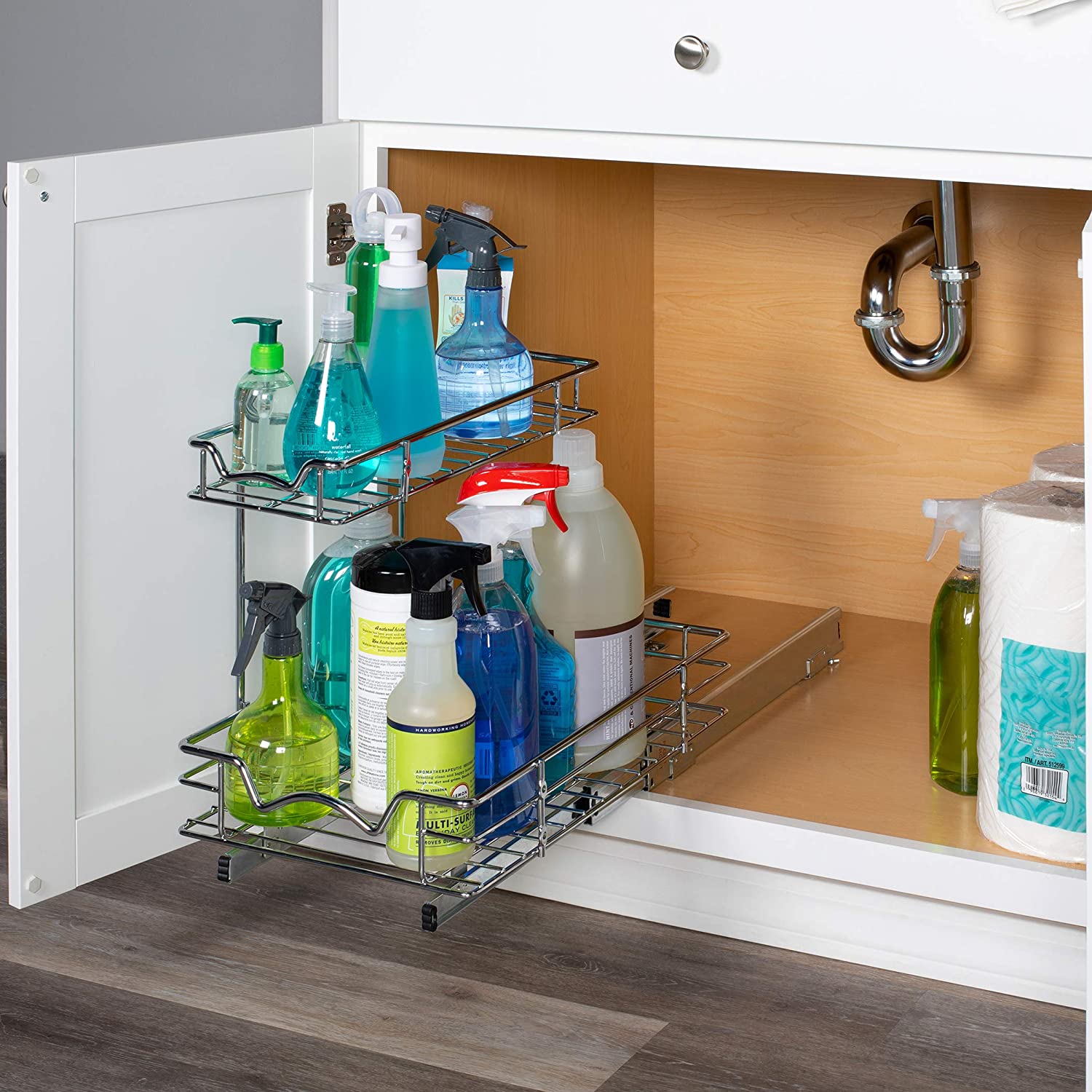 Under Sink Organizer, Pull Out Cabinet Organizer 2 Tier Slide Out Sink  Shelf Cabinet Storage Shelves, Under Sink Storage for Kitchen Bathroom  Cabinet 
