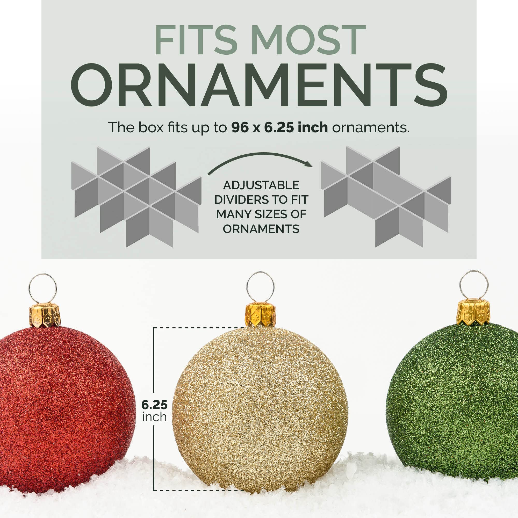Christmas Ornament Storage Container - With Individual Trays -Heavy Duty 600D Tear Resistant Material, Zippered, Adjustable Dividers - Large