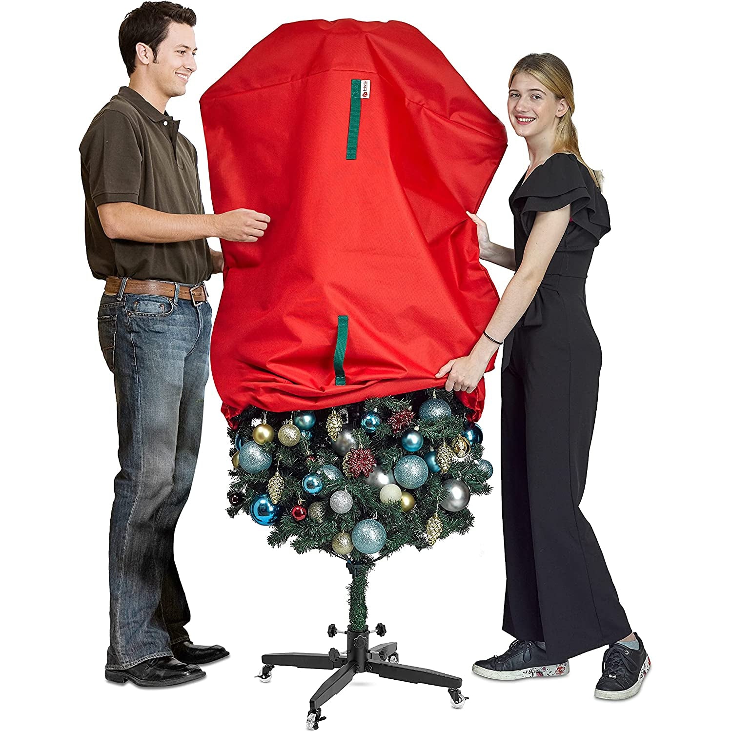 Christmas Tree Storage Bag – Premium Christmas Tree Cover Upright –  Tear Resistant 600D Material -Artificial Assembled topiary and Regular Trees, No Need to Remove all Decorations - Drawstring Hem