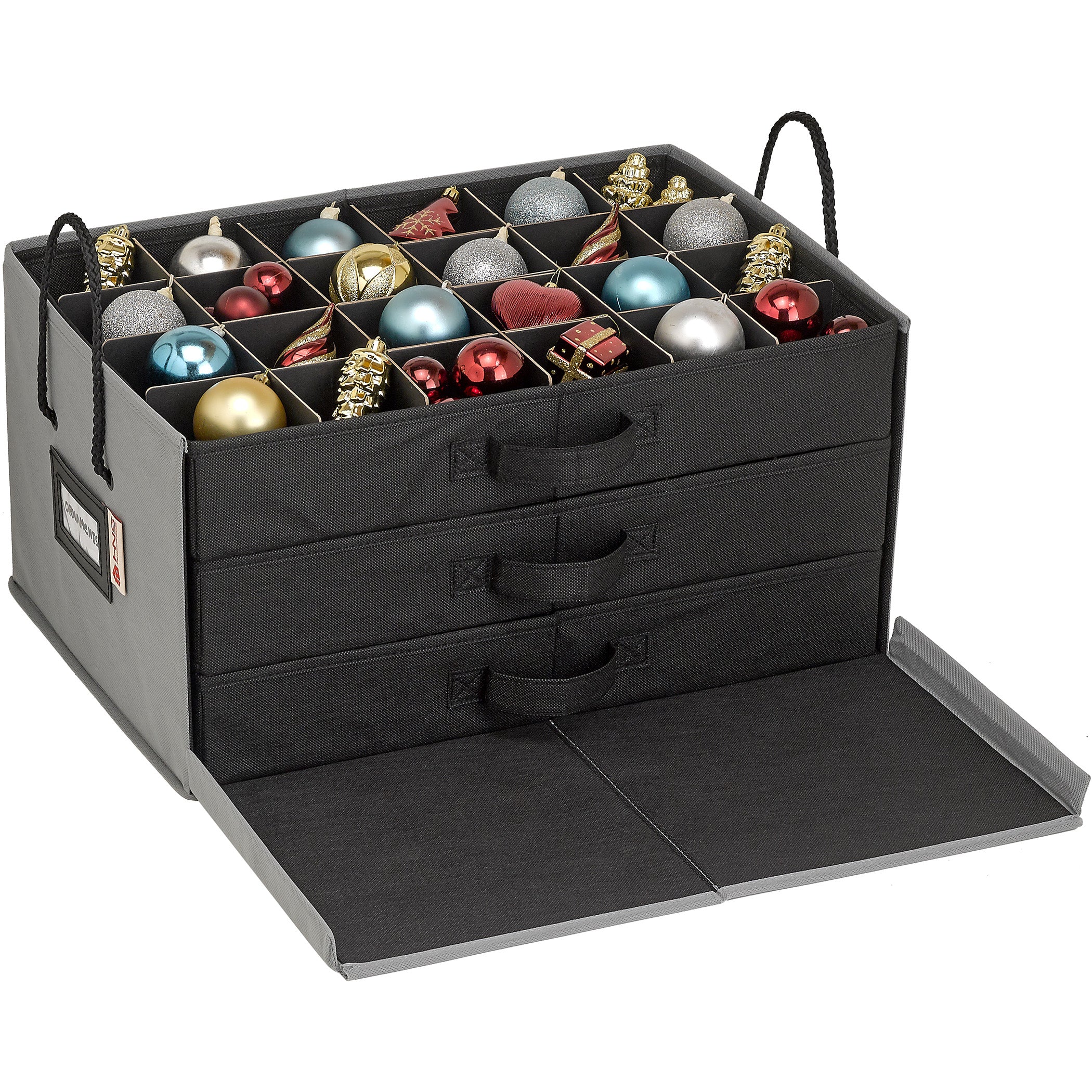 Ornament storage box with dividers to keep each ornament safe and separate