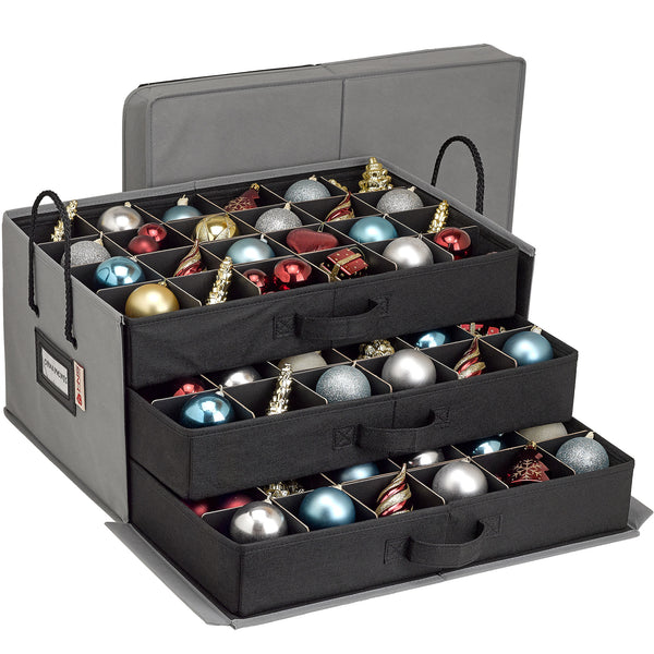 Christmas Ornament Storage Container Box with Dividers - Stores up to 72  Ornaments - Large Christmas Ball Storage Bins with 3 Removable Trays.