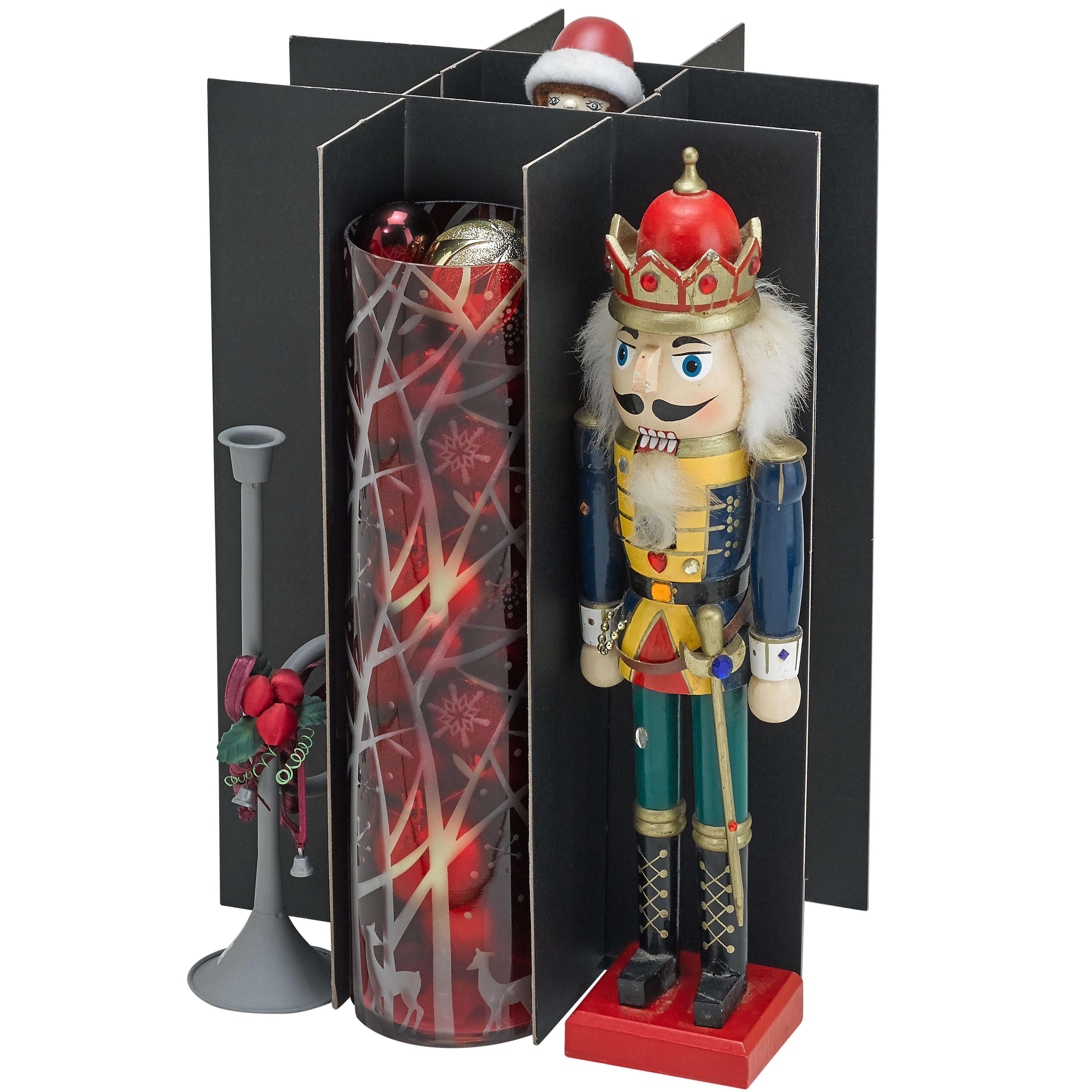 YETTASBIN Christmas Nutcracker Large Christmas Ornament Storage Box with  Zipper & Adjustable Dividers, Storage Container with Lid & Handles for 64