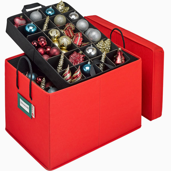 Christmas Ornament Storage Container Box – Heavy Duty, Premium Quality Non-Woven Storage Bins.