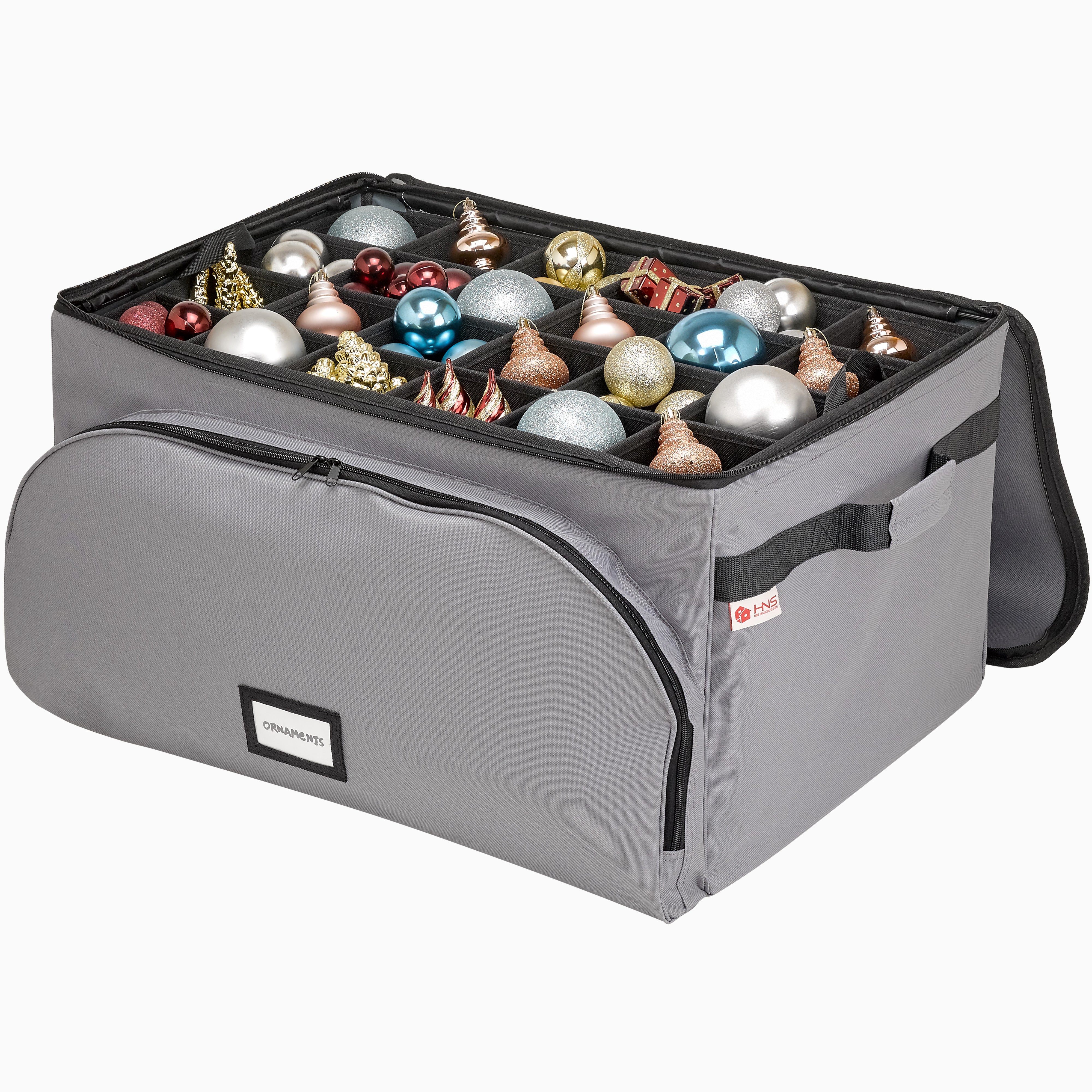 Christmas Ornament Storage Containers – Holds Up to 72- 4” ornaments Durable 600D Fabric - Adjustable Dividers - 3 Individual Trays – Metal Frame