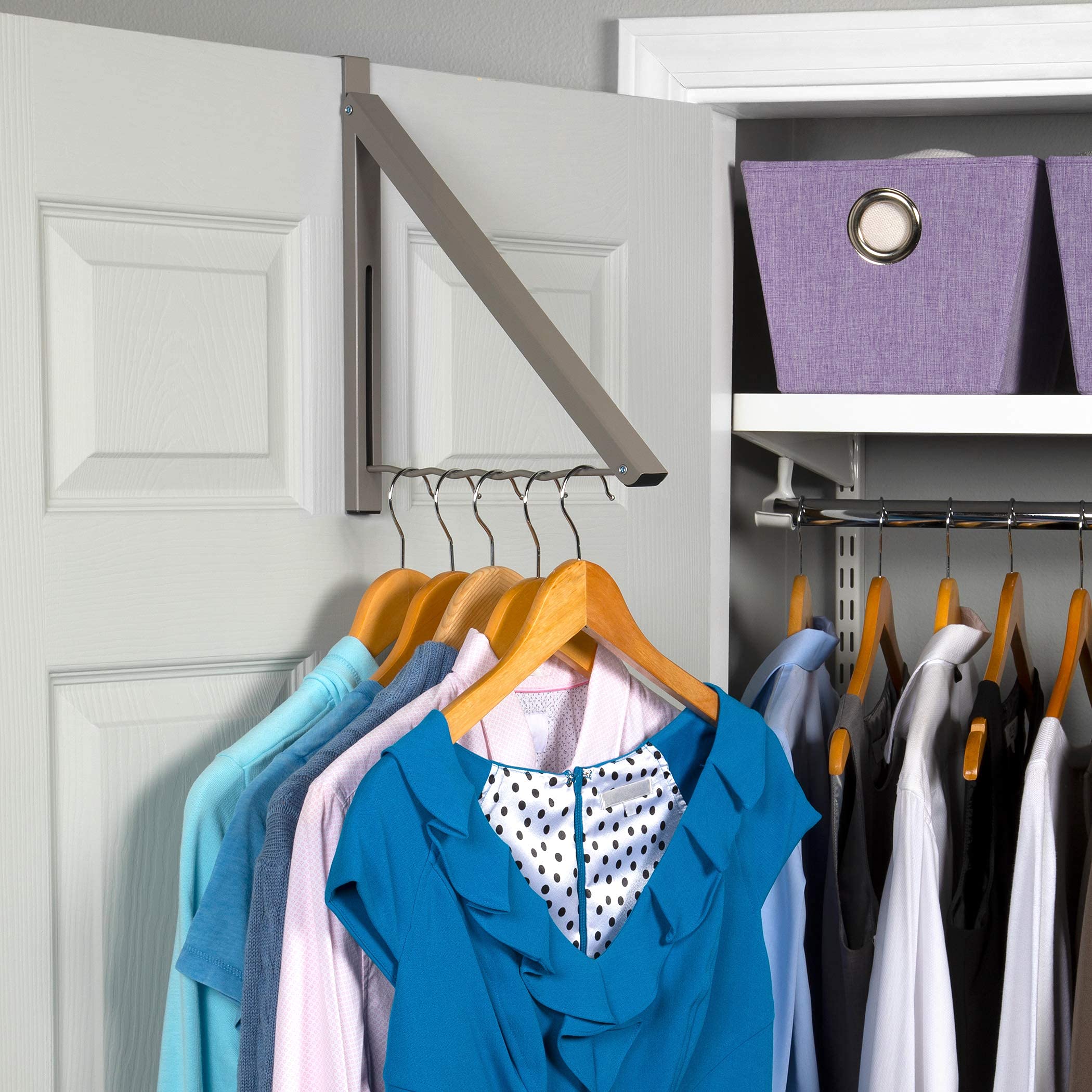 Over Door Hanger - Single Closet Hook Retractable Collapsible Folding –  Hold N' Storage